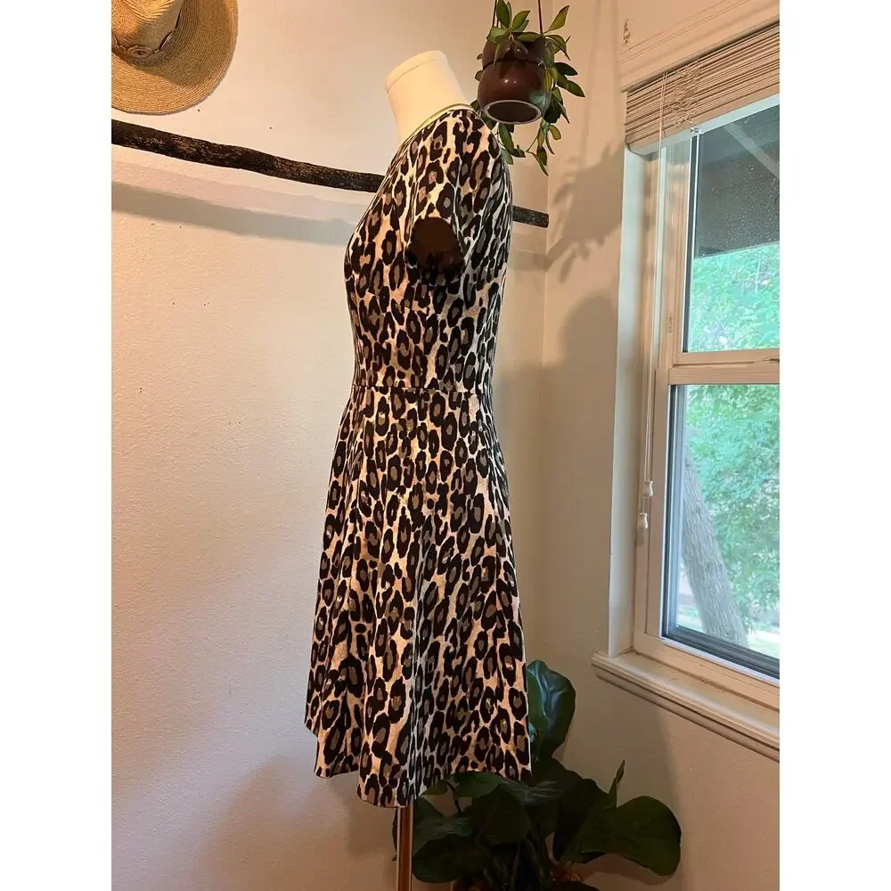 Kate Spade Animal Print Short Sleeve Fit & Flare Cocktail Summer Dress Size 4